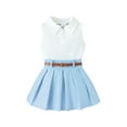 thumbnail image 1 of Nygoyerh Toddler Girls Sweet Skirts Sets Little Girl Sleeveless Solid Color Lapel Tank Tops + Belted Pleated Skirt 2Pcs Kids Cute Summer Outfits for Casual Daily 6M-5T, 1 of 10