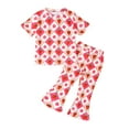 thumbnail image 1 of Nygoyerh Toddler Kids Girls Summer Cute Outfits Strawberry/Floral Print Short Sleeve T-shirt with Flare Pants 2Pcs Little Girls Casual Long Pants Sets 18M 24M 3T 4T 5T 6T, 1 of 9
