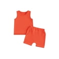 thumbnail image 1 of Nygoyerh Toddler Little Boys Girls Solid Color Shorts Sets Sleeveless Tank Tops with Elastic Waist Shorts 2Pcs 6M-4T Kids Casual Summer Outfits for Daily Vacation, 1 of 9