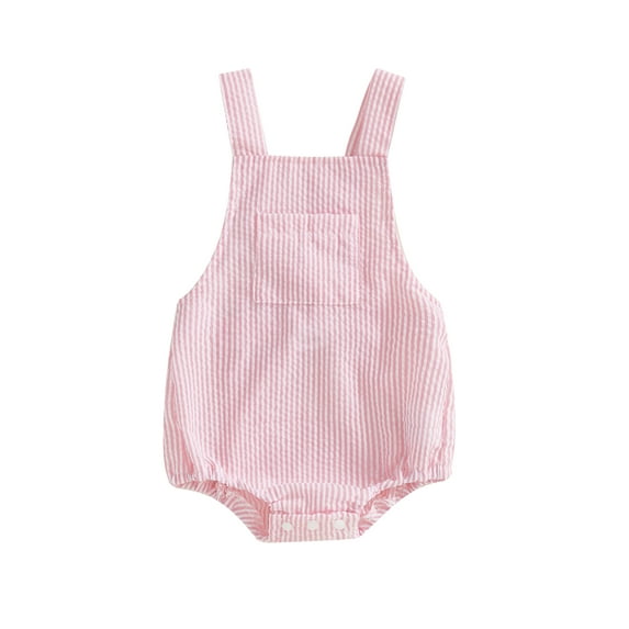 Nygoyerh Toddler Summer Striped Romper with Pocket Contrast Color Sleeveless Newborn Jumpsuit Infant Clothing 0M 3M 6M 9M 12M 18M 24M