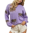 thumbnail image 1 of Nygoyerh Women Sweaters Comfy Warm Tiger Print Knitwear Long Sleeve Pullover Basic Jumpers Tops for Casual, 1 of 6
