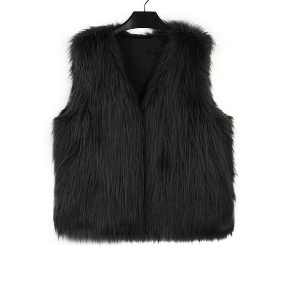 Nygoyerh Women Waistcoat Faux Fur Vest Sleeveless Open Front Cardigan Solid Outwear Trend Clothes for Casual
