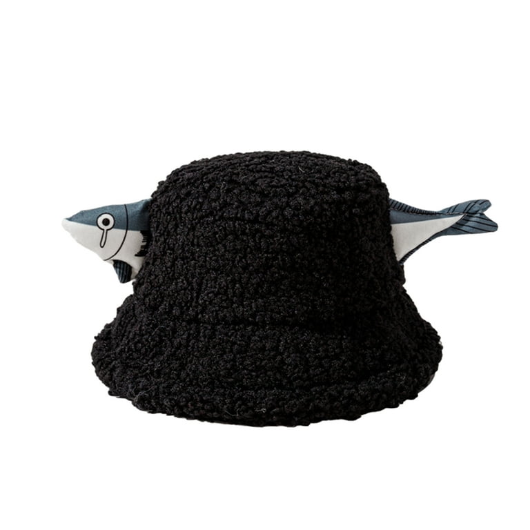 Nygoyerh Women Warm Hat Creative Cute Plush Hat With 3D Fish