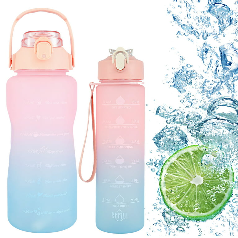 2 Packs Water Bottles Set Gradient Water Bottle With 2l Large Capacity  Bottle And 900ml Portable