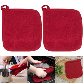 Bestjoy 5 Pcs Pot Holders for Kitchen, Cotton Potholers with Great Heat Resistance, Hot Pads, Trivets for Cooking and Baking Black