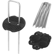 Lzvxtym 30 Pack Garden Weed Fabric Staples, Ground Pegs Vapor Barrier Stake with Galvanized Steel Landscape Staples and Plastic Caps