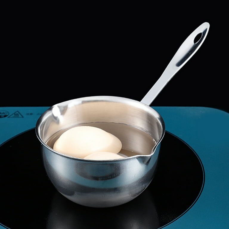 Yardwe Milk Pot Stainless Steel Saucepan with Lid Butter Warmer