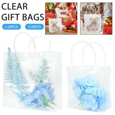 Nyidpsz 30PCS Clear Gift Bags Transparent Present Bags with Handle and Button for Birthday