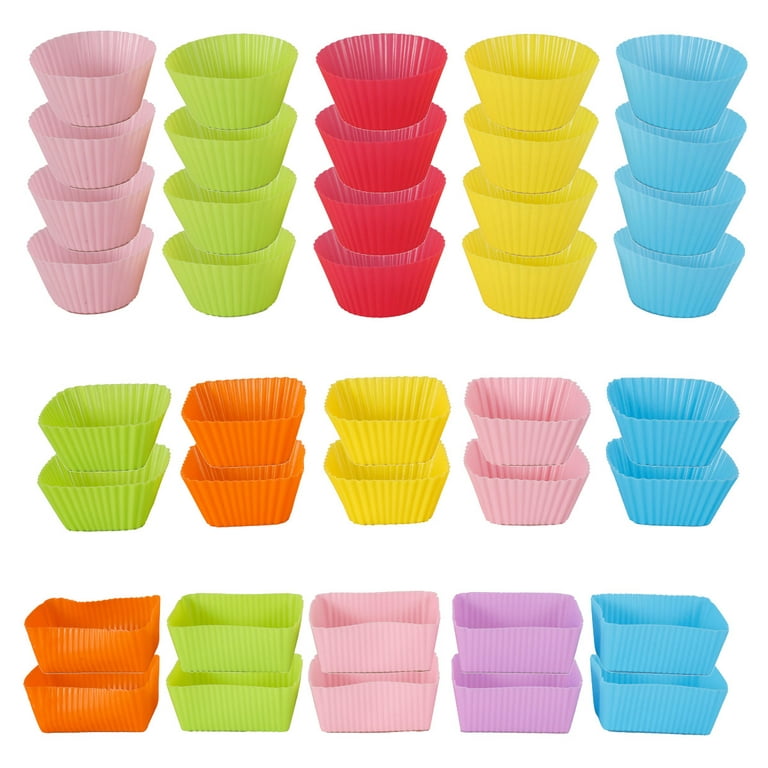 Nyidpsz 40pcs Silicone Cupcake Cups Reusable Lunch Box Dividers 3 Shapes  Non-Stick Cake Molds for Baking Cooking Christmas Thanksgiving Birthday  Ceremony Party 