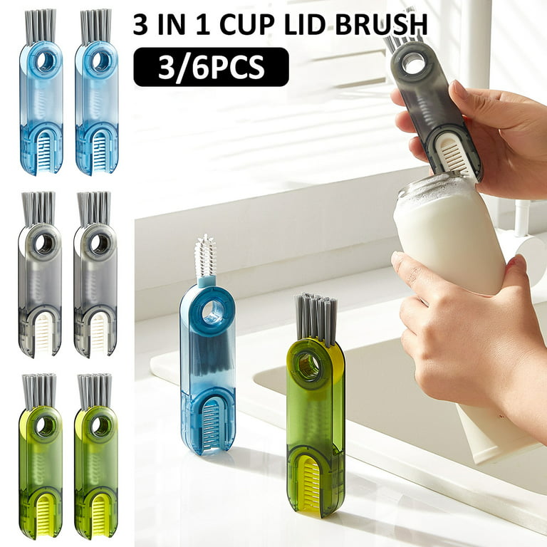 Nyidpsz 6pcs 3 in-1 Multi-Use U-Shaped Silicone Multifunctional Cleaning Brush Bottle Detail Brush Straw Cleaner Tools Bottle Lid Groove Cleaning