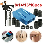 Nyidpsz 8/14/15/16pcs Pocket Hole Screw 15 Degrees Jig Dowel Drill Joinery Kit Carpenters Wood Woodwork Guides Joint Angle Locator Tool