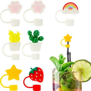 LFOGoods 4Pcs 0.4in Diameter Cute Silicone Straw Covers Cap for