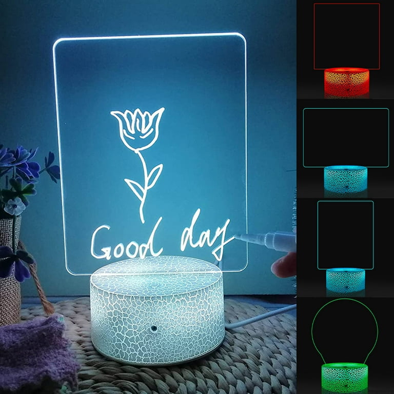 Nyidpsz Acrylic Dry Erase Board LED Light Up Message 5.51in with 7 Color Dry Erase Board USB Letter Message Boards for Office Home School, Size: 95