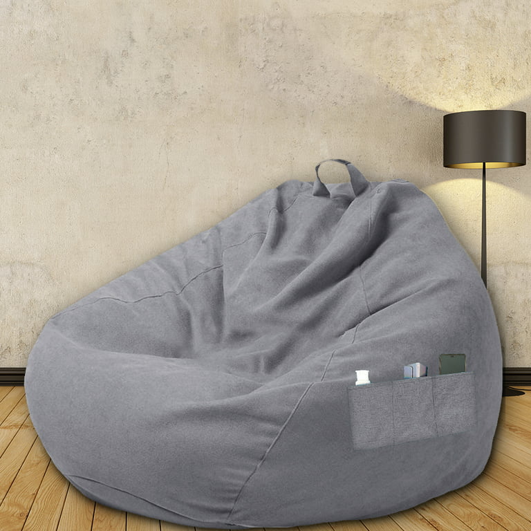 Nyidpsz Bean Bag Chair Coer Only Storage Stuffed with Inner Liner Cotton Canas Beanbag Seat Coers(Without Filling), Size: Large, Gray