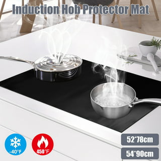 KitchenRaku 2 Pcs Induction Cooktop Mat - Black Induction Hob Protector-  (Magnetic) Cooktop Scratch Protector - for Induction Stove ,Multifunctional  Silicone Mats - for Air Fryer Liners (7.9in) 