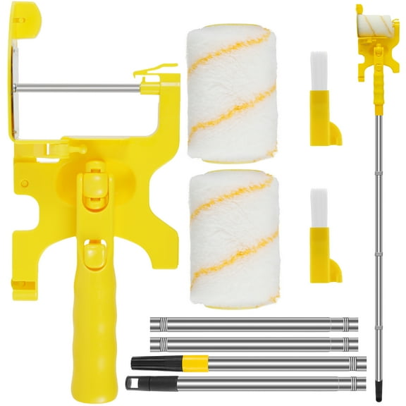 Nyidpsz Paint Edger Roller Brush Kit Plastic Wall Paint Roller with Extension Pole Handheld Paint Edger Tool Safe House Decoration Painting Brush for Door Window Ceiling