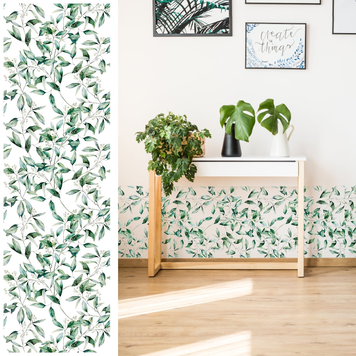 Nyidpsz Self-Adhesive Wallpaper Green Leaves Peel and Stick Wallpaper