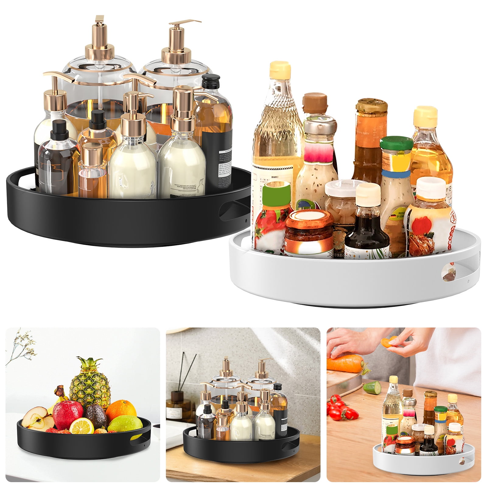 Nyidpsz Turntable Organizer Carbon Steel 30cm Rotating Spice Rack Lazy Susan Turntable Rotating Storage Rack Waterproof Condiment Spinner for Kitchen