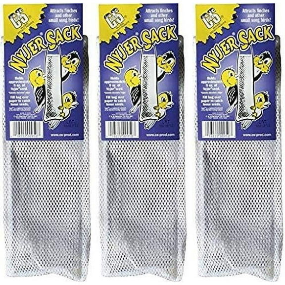 C & S Products Nyjer Sack Bird Feeder - Hanging, Outdoor, For Finches - Small, White