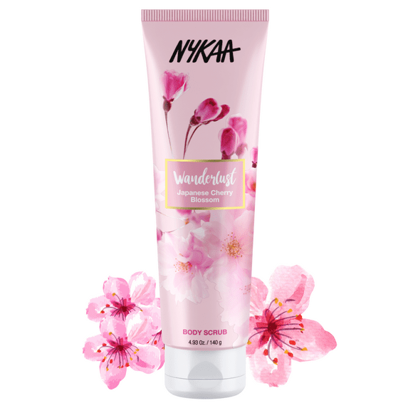 Nykaa Naturals Wanderlust Body Scrub, Japanese Cherry Blossom, 4.93 oz - Gentle Skin Bath Scrub - Exfoliating Scrub with Jojoba Seed Oil and Aloe Vera