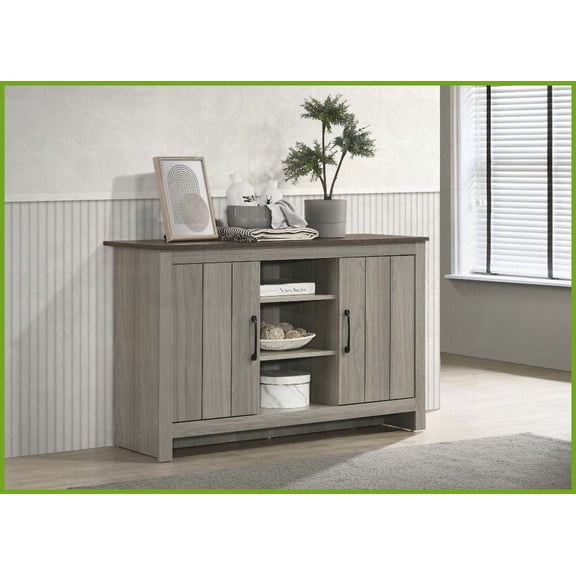 Nyla Gray Oak Coffee Table with Hidden Storage & Cable Management for Living Room Entryway