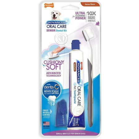 Nylabone Advanced Oral Care Senior Dog Dental Kit with Cushiony Soft-Bristle Toothbrush [Dog, Dental & Breath Aids] 1 count
