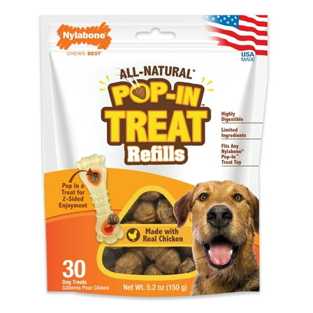 Nylabone All-Natural Pop-In Dog Treat Refills Chicken All Sizes (30 Count)