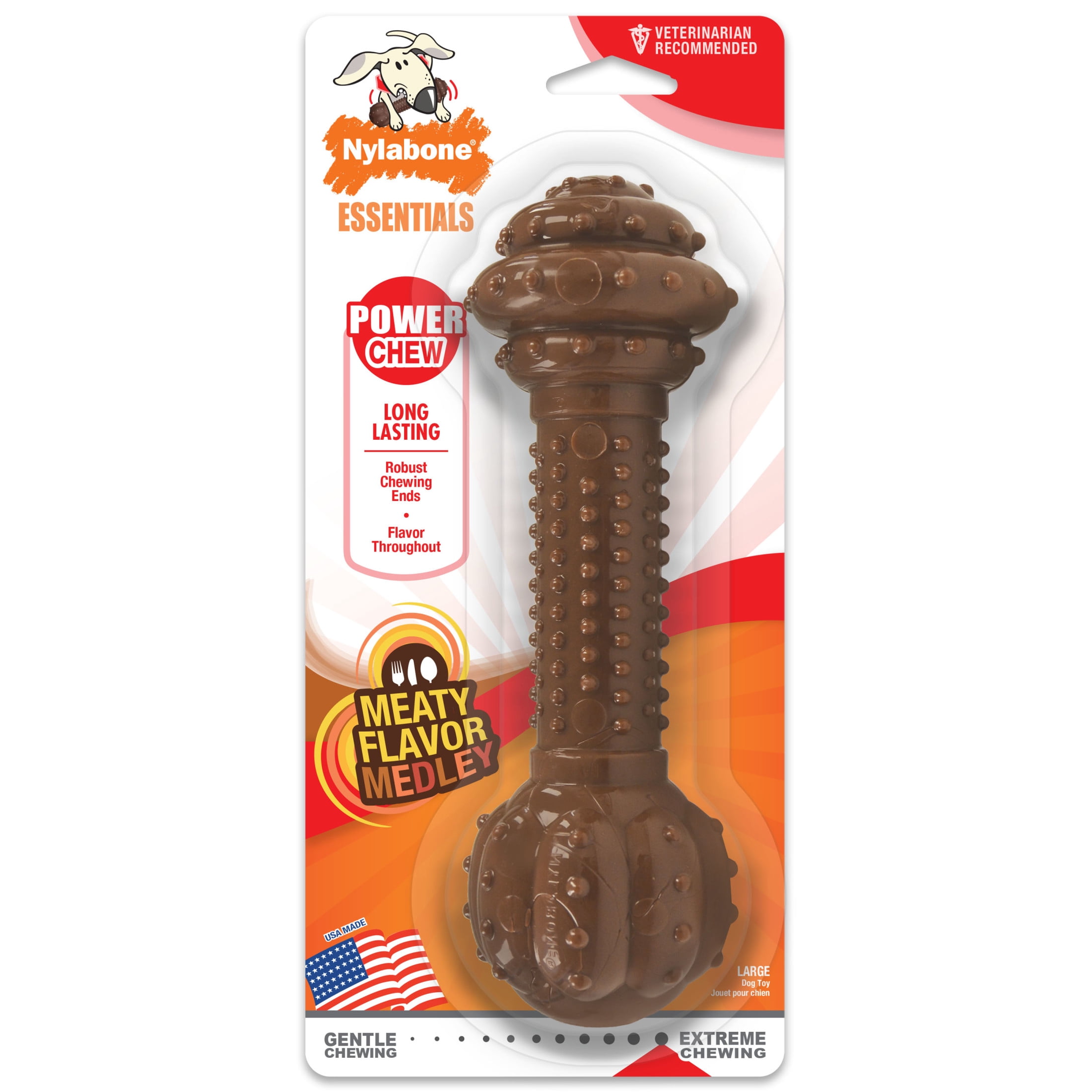 Nylabone Barbell Power Chew Durable Dog Toy - Up to 50 lbs.