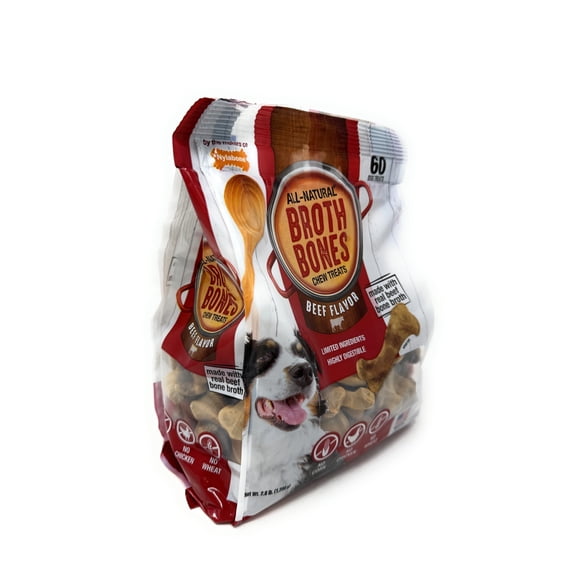 Nylabone Beef Broth Bones for Dogs, 60 H2FSDCount, 2.6 Lbs
