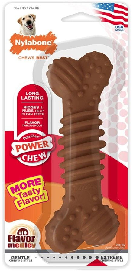 Nylabone Dura Chew Power Chew Bone Flavor Medley [Dog, Toys Gumabone] Souper - (50+ lbs)