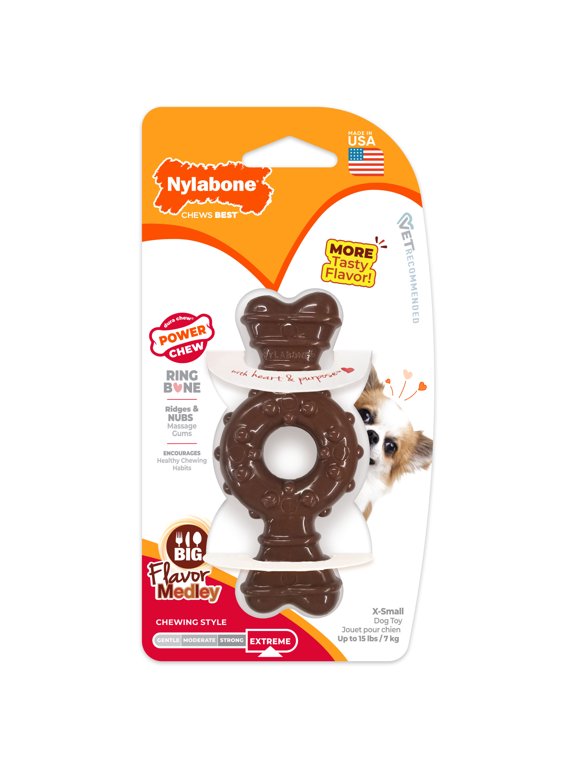 Power Chew Ring Bone Dog Toy, Dog Chew Toy, Flavor Medley Flavor, X-Small, 1 Count