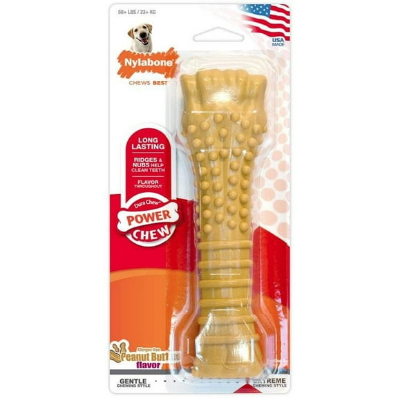 Nylabone Dura Chew Souper Bone - Peanut Butter Flavor [Dog, Toys Nylabone] 7.75" Bone - (For Dogs over 50 lbs)
