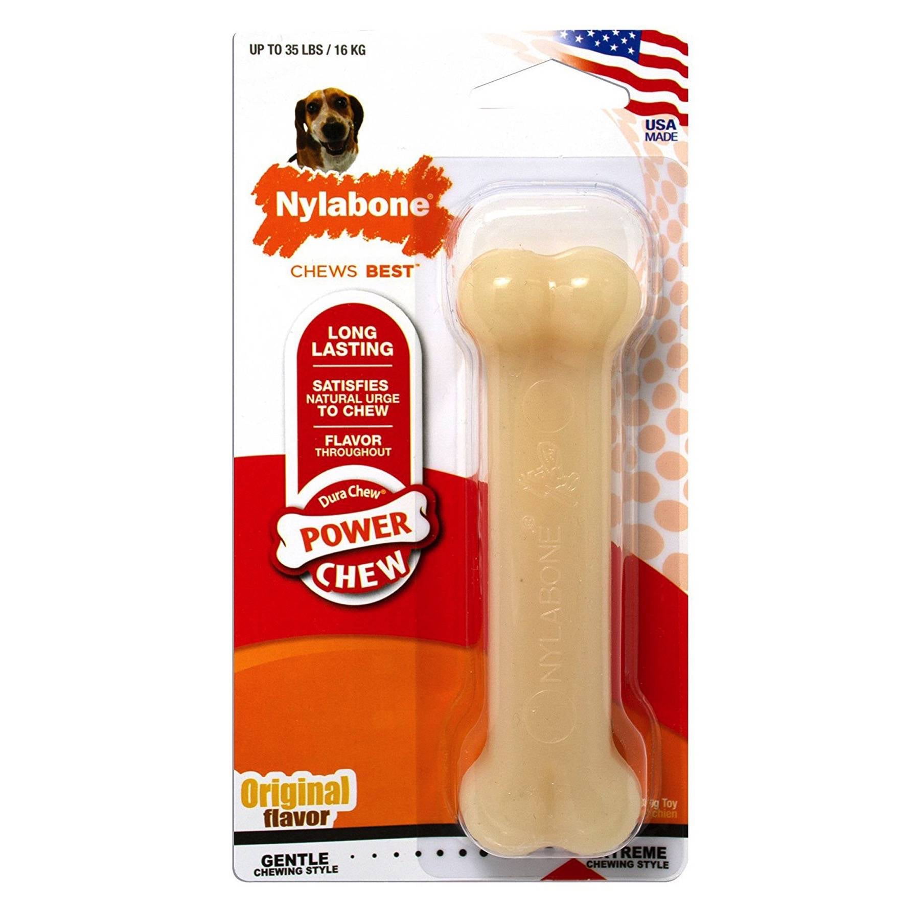 Nylabone DuraChew Original Wolf Size  Nylon Dental Bone 35 lb Dogs - 4 Pack