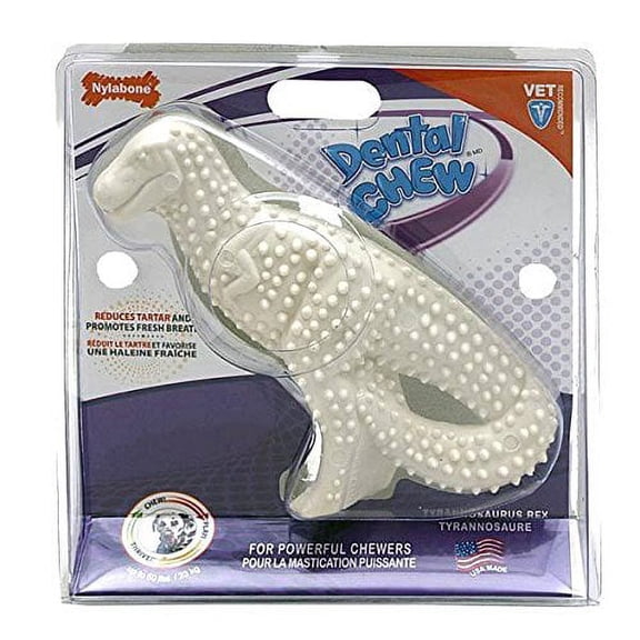 Nylabone Durable Dental Dinosaur Dog Chew Helps Fight Plaque & Tartar for Dogs(2 Pack Tyrannosaurus Rex)