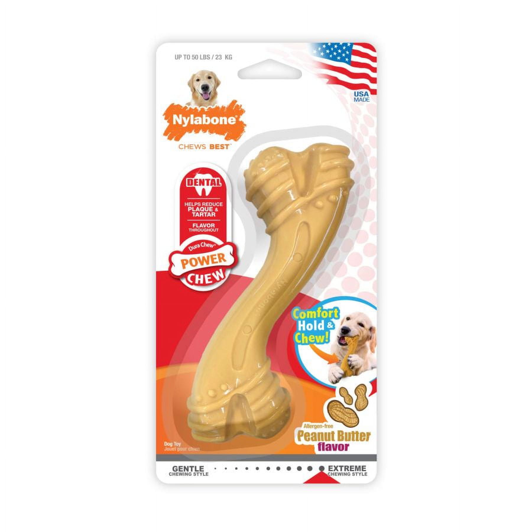 Nylabone Essentials Power Chew Curvy Bone Peanut Butter Flavor Large 1 count Pack of 3