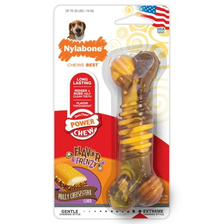 Nylabone Power Chew Groove Bone Dog Chew Toy Philly Cheesesteak Medium (1 Count)