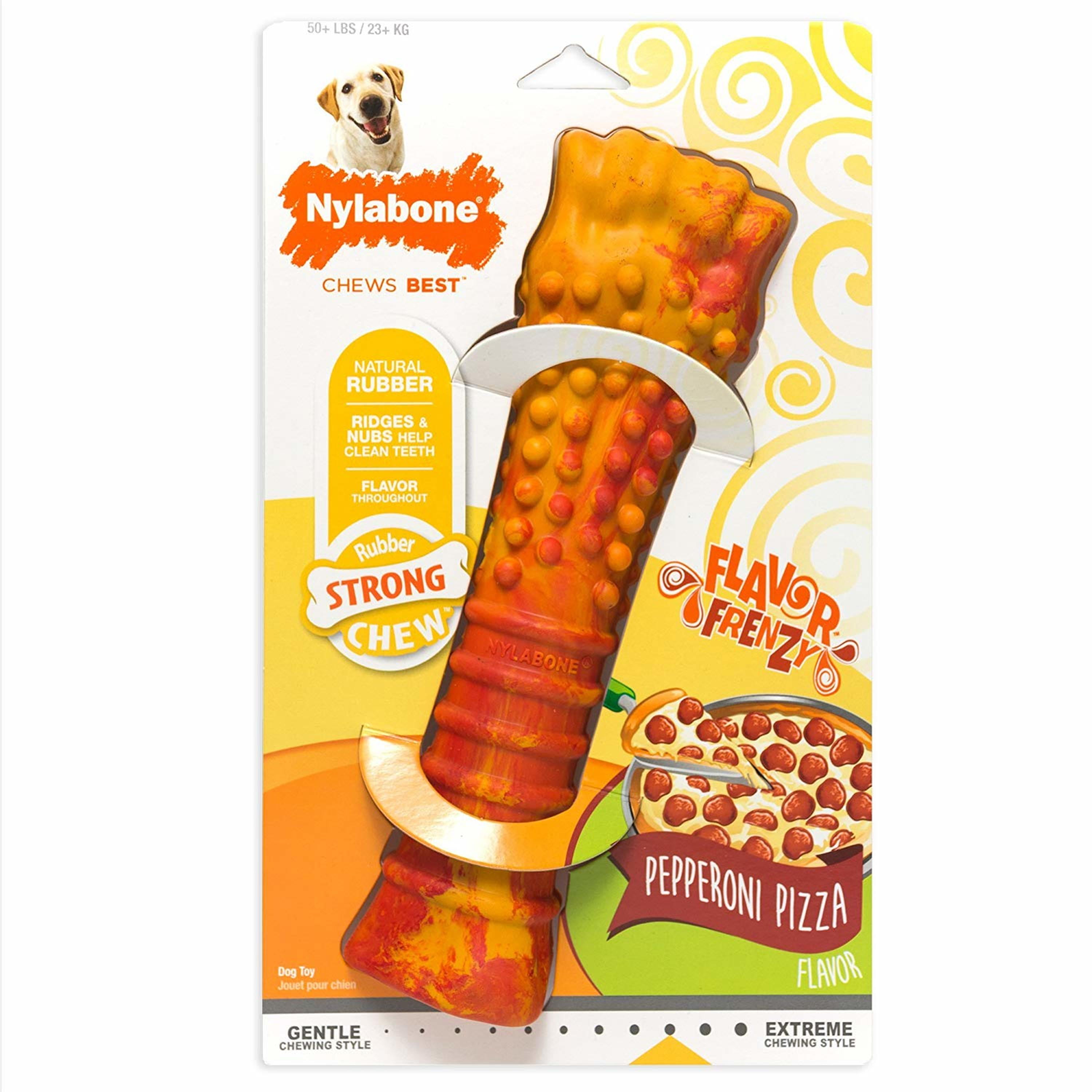 Nylabone Strong Chew Dog Toy, Textured, Pepperoni Pizza Flavor, X