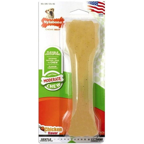 Nylabone Flexi Chew Dog Bone - Chicken Flavor [Dog, Toys Nylabone] Souper (1 Pack)