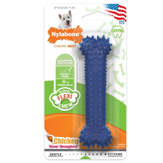 Nylabone Flexi Chew Gumabone Textured Bone Dog Toy, Dog Chew Toy, Chicken Flavor, Small, 1 Count
