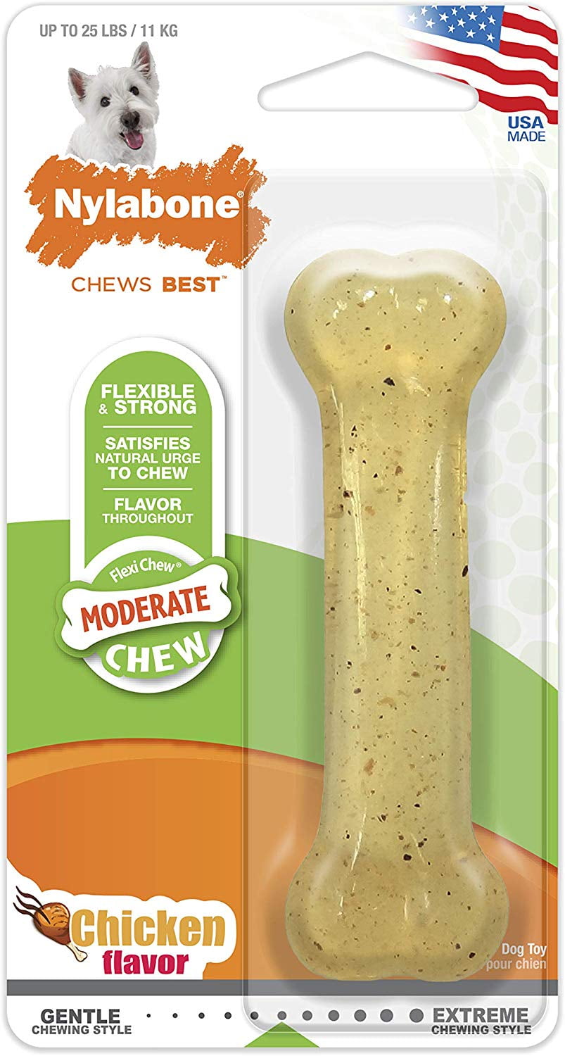 Nylabone FlexiChew Dental Bone Regular Size Chicken Flavored Dog Toy - 5 Pack