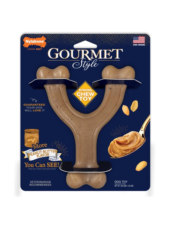 Strong Chew Gourmet Style Wishbone Dog Toy, Dog Chew Toy, Peanut Butter Flavor, Large, 1 Count