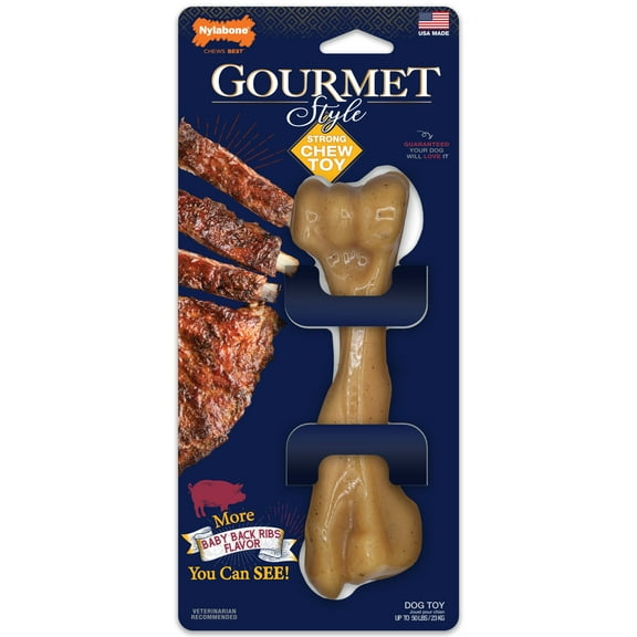 Nylabone Strong Chew Gourmet Style Femur Bone Dog Chew Toy Baby Back Ribs Large (1 Count)