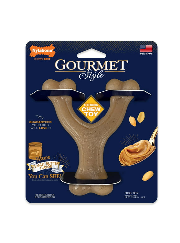 Nylabone Gourmet Style Strong Wishbone Dog Chew Toy Peanut Butter Small/Regular - up to 25 Ibs.