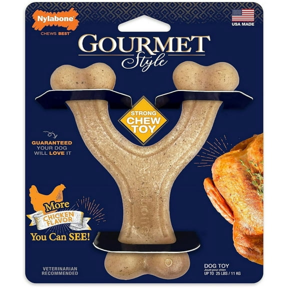 Nylabone Gourmet Style Wishbone Dog Chew Toy Chicken Flavor Small/Regular [New Dog Supplies, Dog Chew Toys, Nylabone, Dog Supplies] 1 count