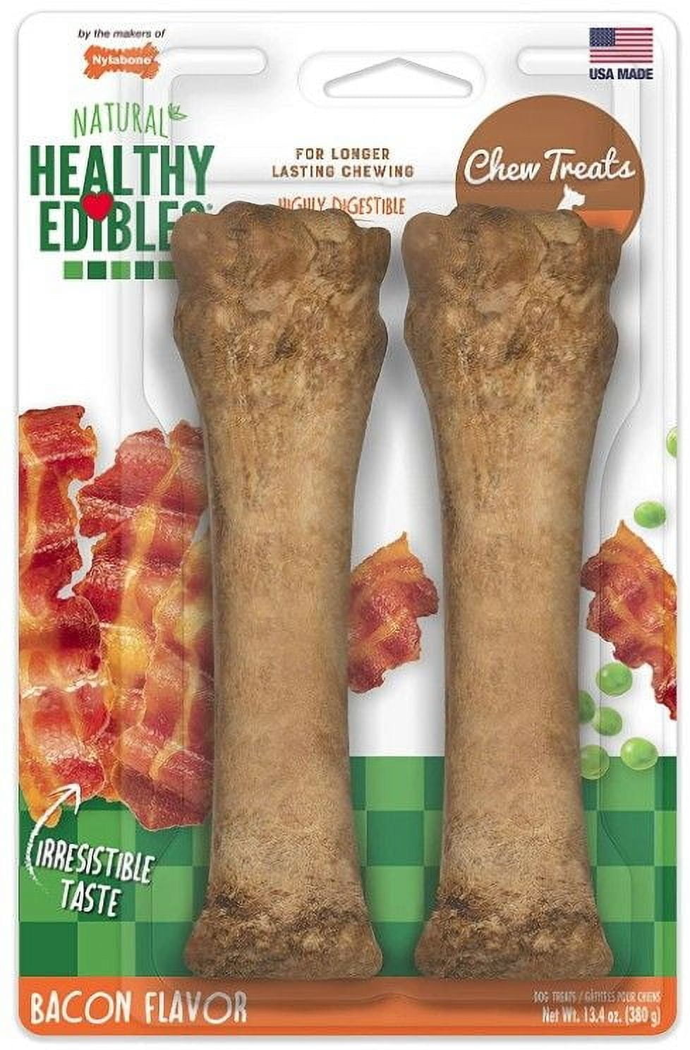 Nylabone Healthy Edibles All-Natural Long Lasting Bacon Chew Treat Souper [Dog, Treats Packaged] 2 count