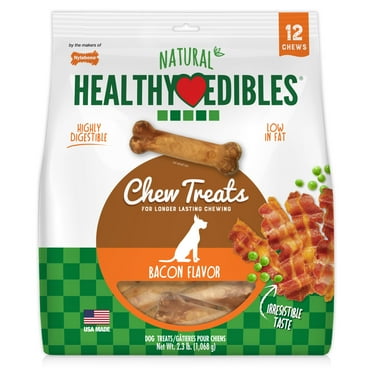 Nylabone Healthy Edibles All-Natural Long Lasting Chew Treats Bacon Medium/Wolf - Up to 35 lbs. (12 Count)