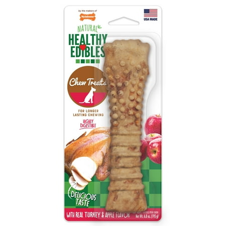 Nylabone Healthy Edibles Natural Dog Treats, Long Lasting Dog Bones, Turkey & Apple Dog Treats, For X-Large Dogs (1 Count)