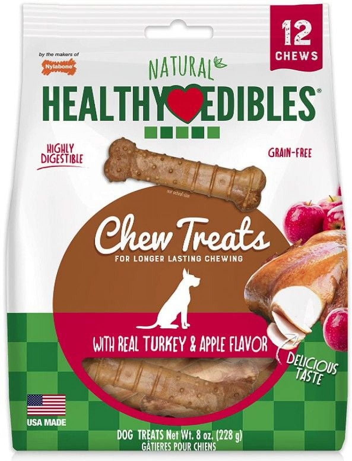 Nylabone Healthy Edibles Flavor Combos Treats - Turkey & Apple [Dog, Treats Packaged] Petite - 12 Pack