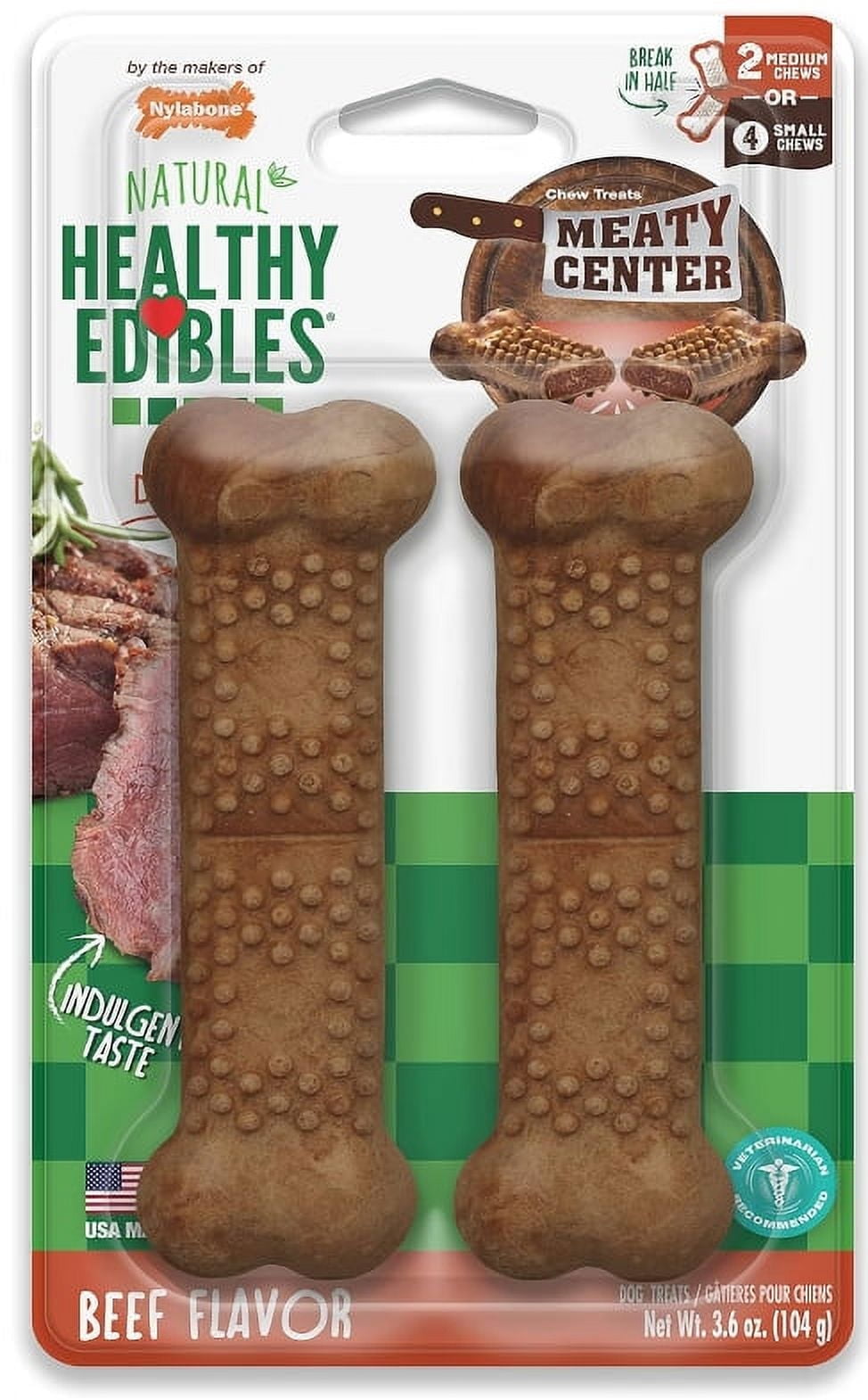 Nylabone Healthy Edibles Meaty Center Chews Beef Small [New Dog Supplies, Dog Meat and Jerky Treats, Nylabone, Dog Supplies] 2 count