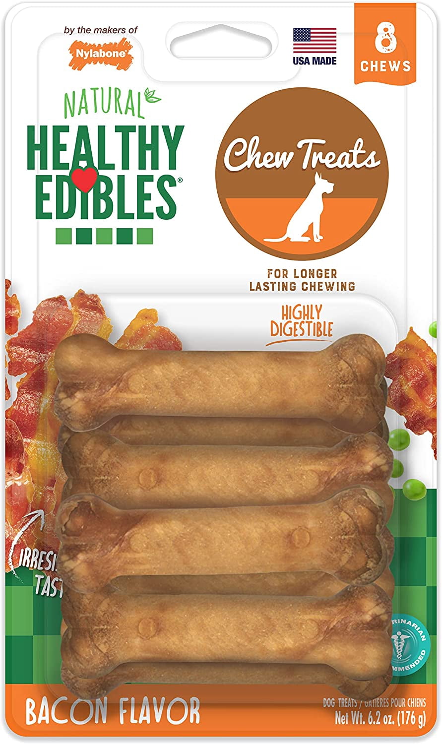Nylabone Healthy Edibles Natural Dog Chews Long Lasting Bacon Flavor